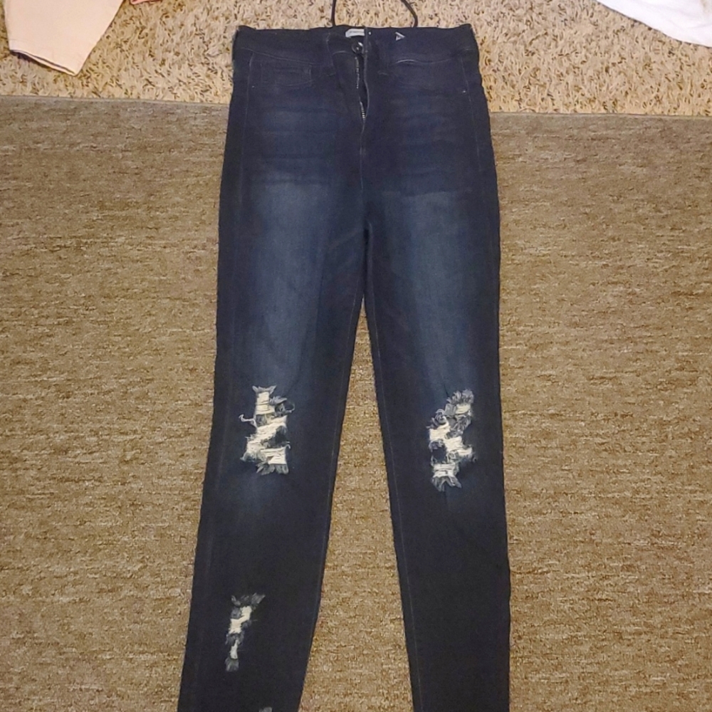 Ripped denim jeans, SIZE 5, high rise